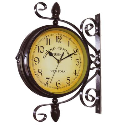 European Retro Style Quiet Round Dial Double-sided Wall Clock Home Decoration
