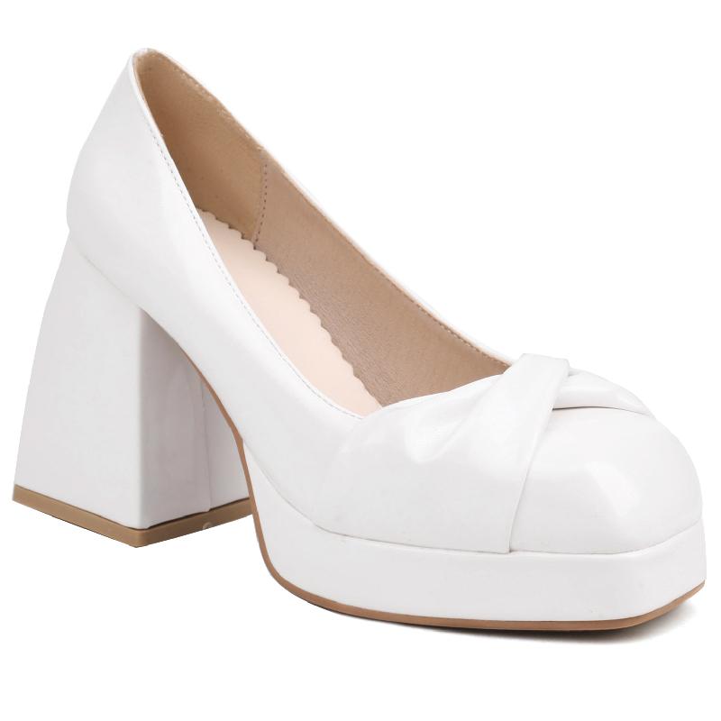 

Элегантные женские туфли-лодочки на высоком каблуке черного, розового и белого цвета с квадратным носком для работы, вечеринки, свадьбы, танцев, весна 2025 45 белый
