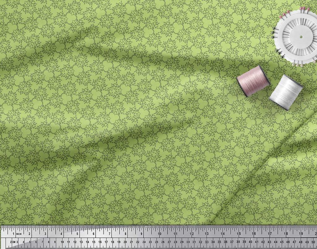 Soimoi Purple Japan Crepe Satin Fabric Artistic Leaves Fabric Prints By Metre 42 Inch