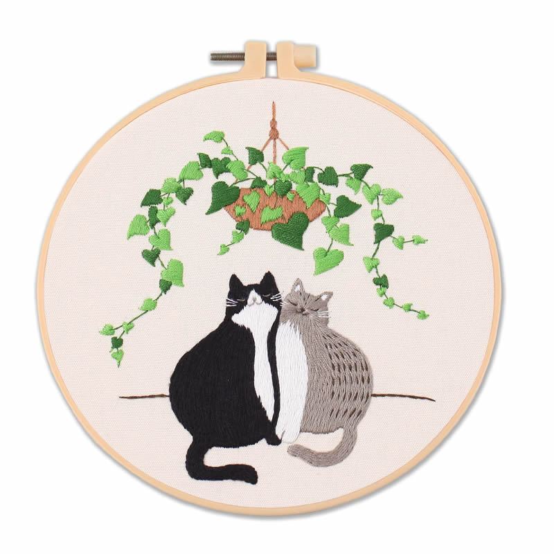 

1Pcs Kitten Embroidery DIY Handmade Material Package (Including Tools), for beginners to practice embroidery enthusiasts, gifts for friends