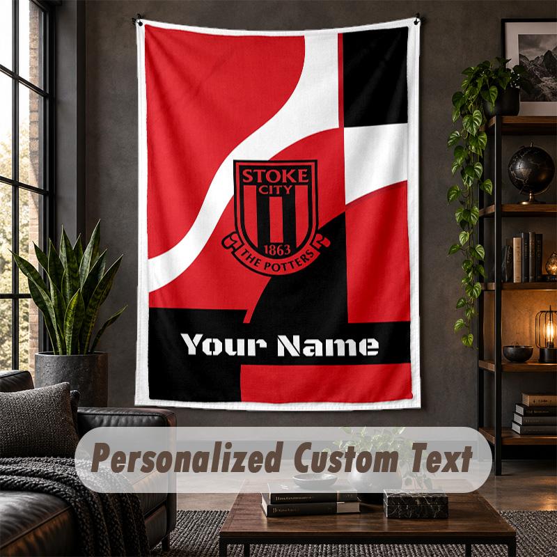 Arazzo da Parete Personalizzato, Testo Personalizzato Stoke City FC, Tessuto Morbido Arte da Parete Per Decorazione Interna
