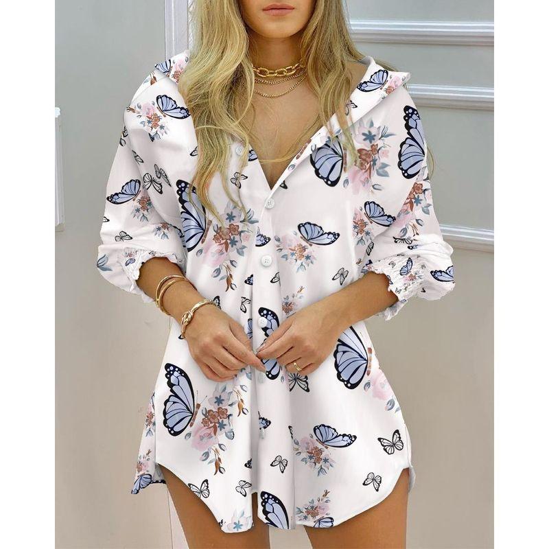 Beach Elegant Punk New Arrival Fashion Fall Long Sleeves Smocking V-neck Buttons Stripes Shirt Women
