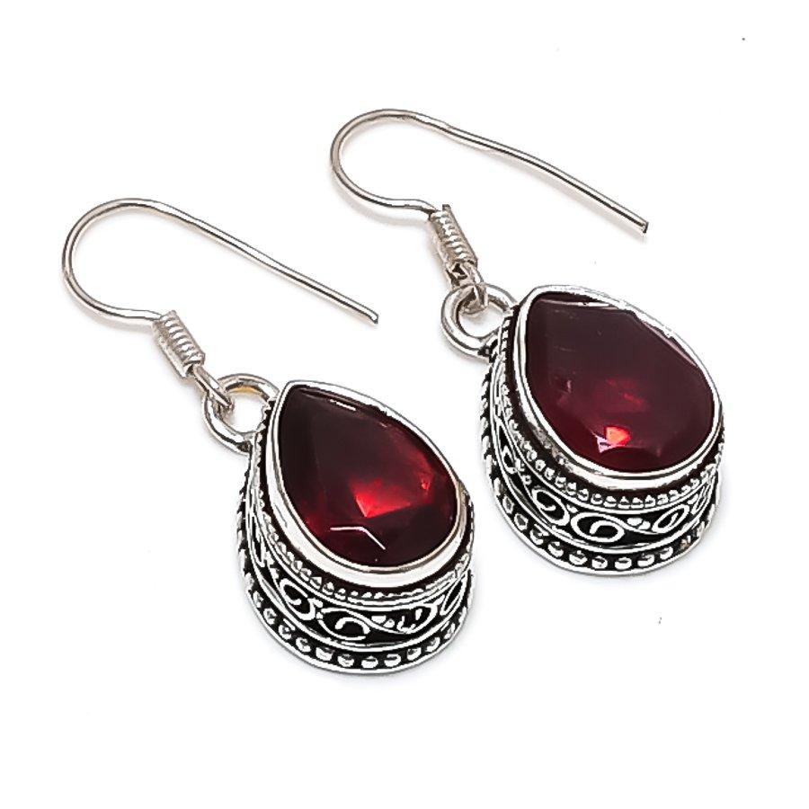 

Гранат Драгоценный камень Ручной работы 925 Стерлинговое серебро Ювелирное изделие Серьга 1,38 q8Y97