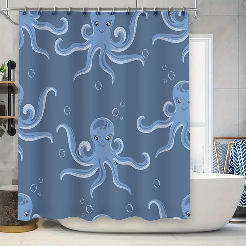 

Octopus Print Shower Curtain Waterproof Fabric Decorative Bath Room Window Coverings Home Supplies For Kids Bathroom Decoration W60H190(CM)-1 Pcs