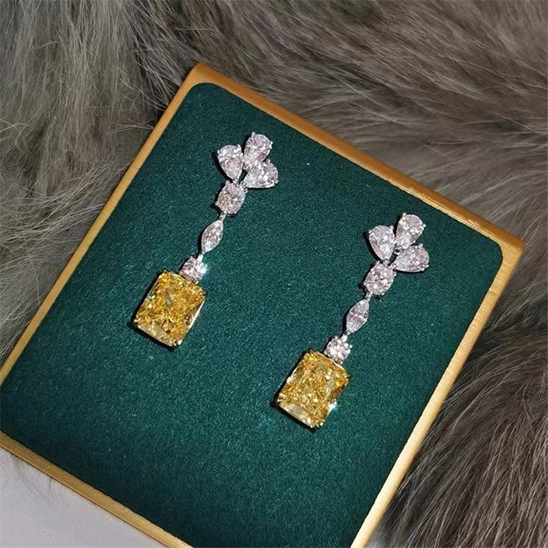 Yellow Diamond Retro Stud Earrings - Women s Trendy Fashion Jewelry
