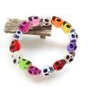Damen Buntes Totenkopf Armband Punk Elastisches Verstellbares Armband Gebetsperlenarmband Schmuck Anhänger Dekoration für Täglich