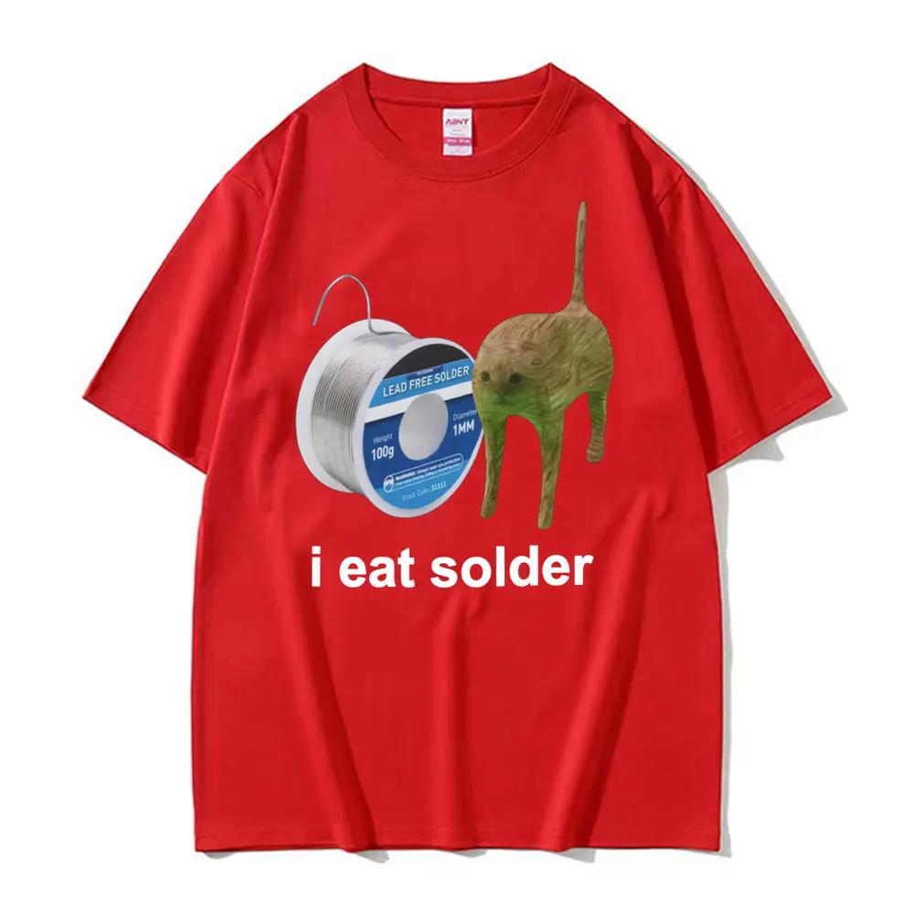 

I Eat Solder Cursed Funny Cat Meme Womens Clothing Fashion Casual Summer FeUnisex Tops Short Sleeved Harajuku Streetwear Tops Tee 4XL