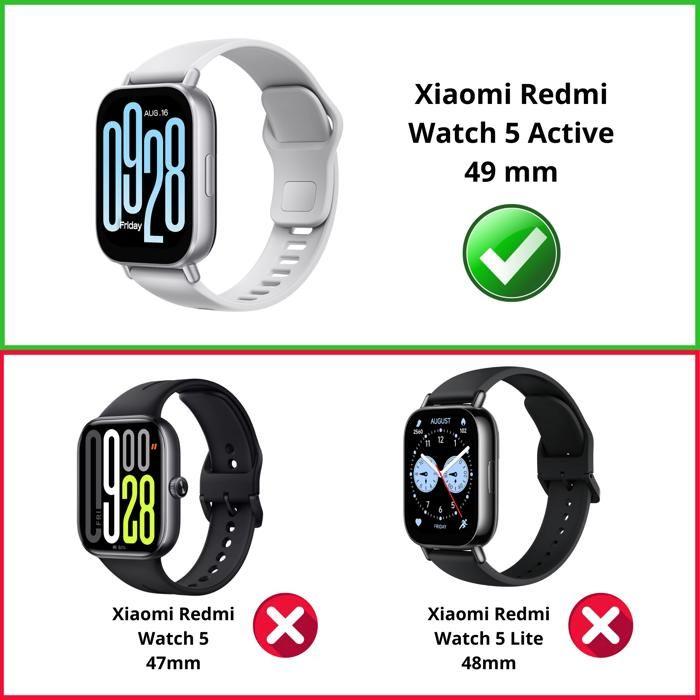 Xiaomi Redmi Watch 5 Active Compatible Case - Hard Protective Case Transparent Tempered Glass Screen Phonillico®