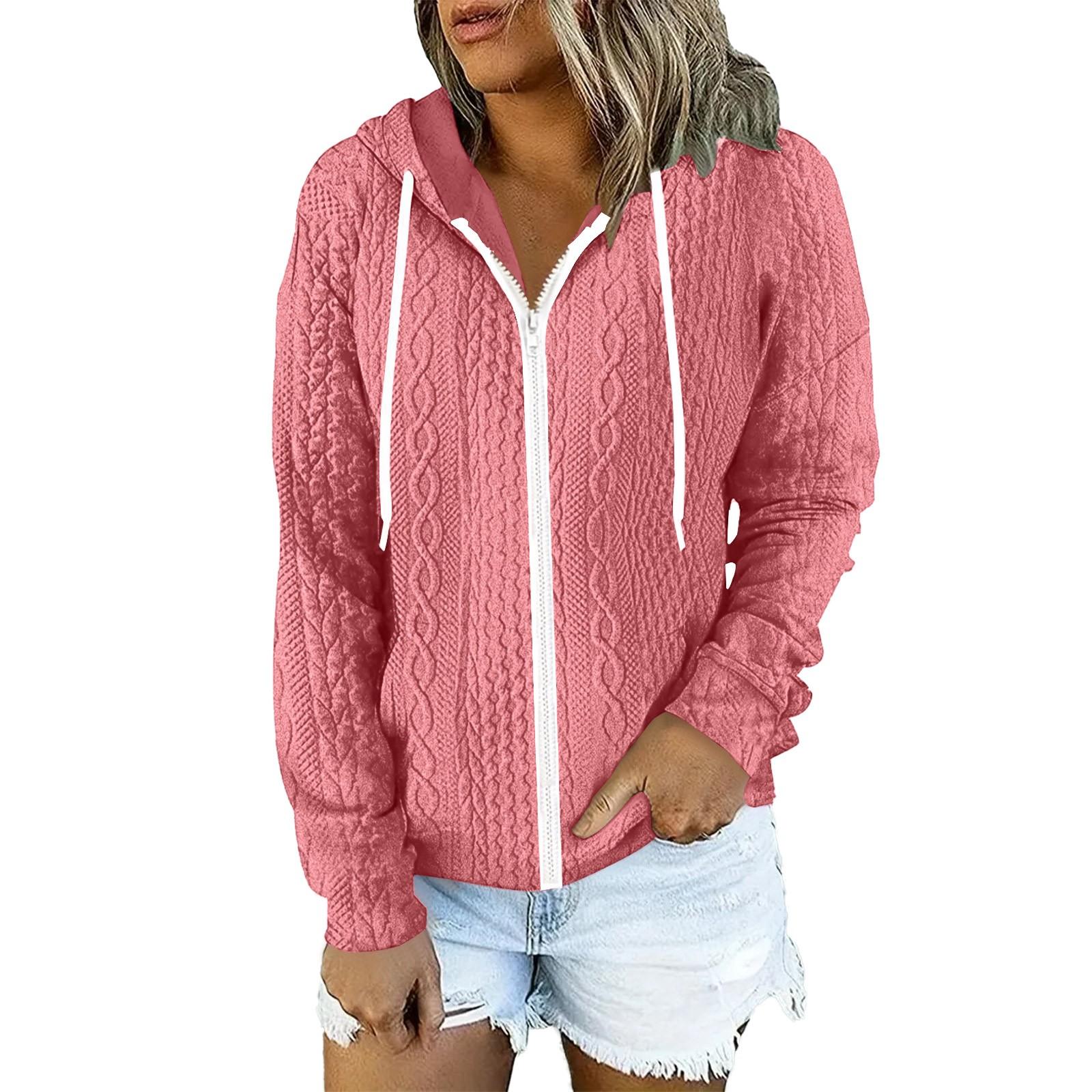 

Женская зимняя мода повседневная однотонная куртка-кардиган с длинными рукавами на молнии с капюшоном XL розовый