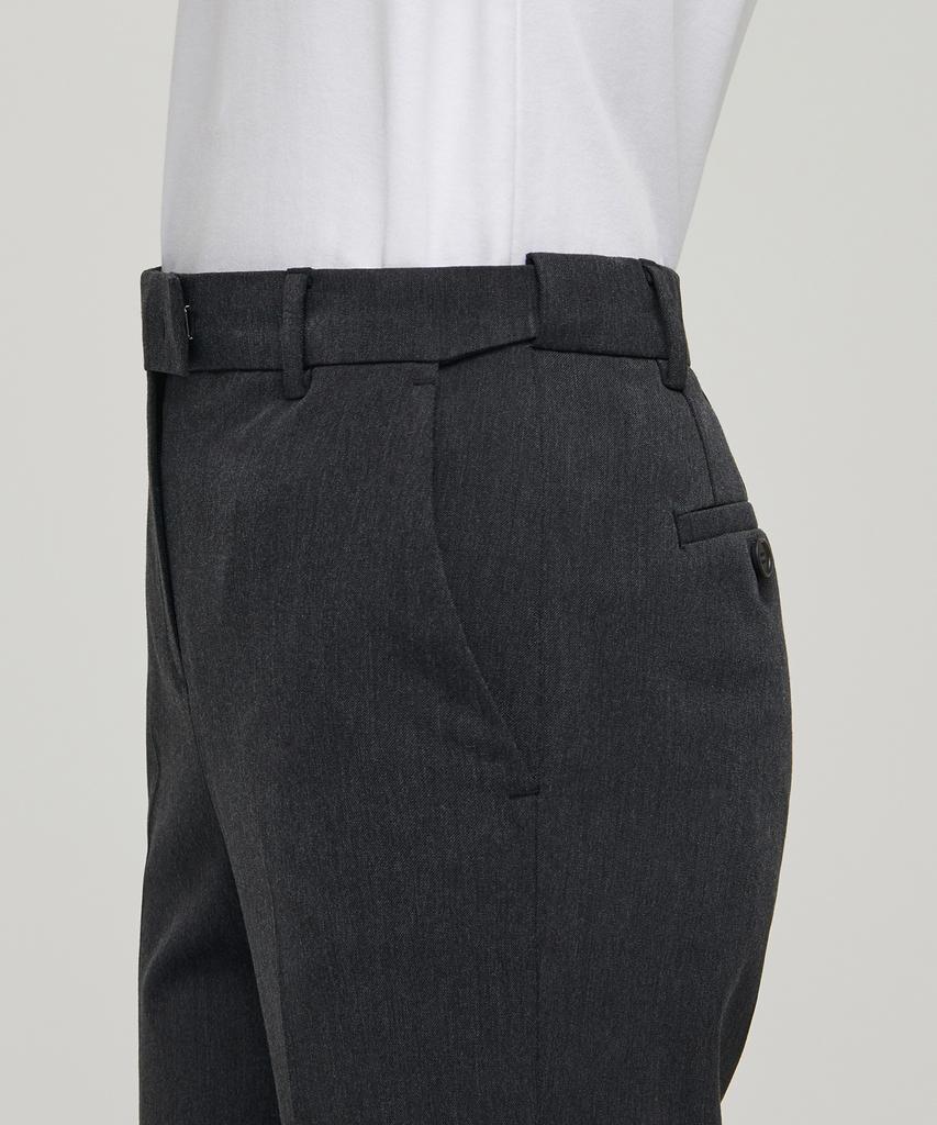 MUSINSA STANDARD WOMAN Women'S Wide Hidden Elastic Waist Slacks [Charcoal Gray]