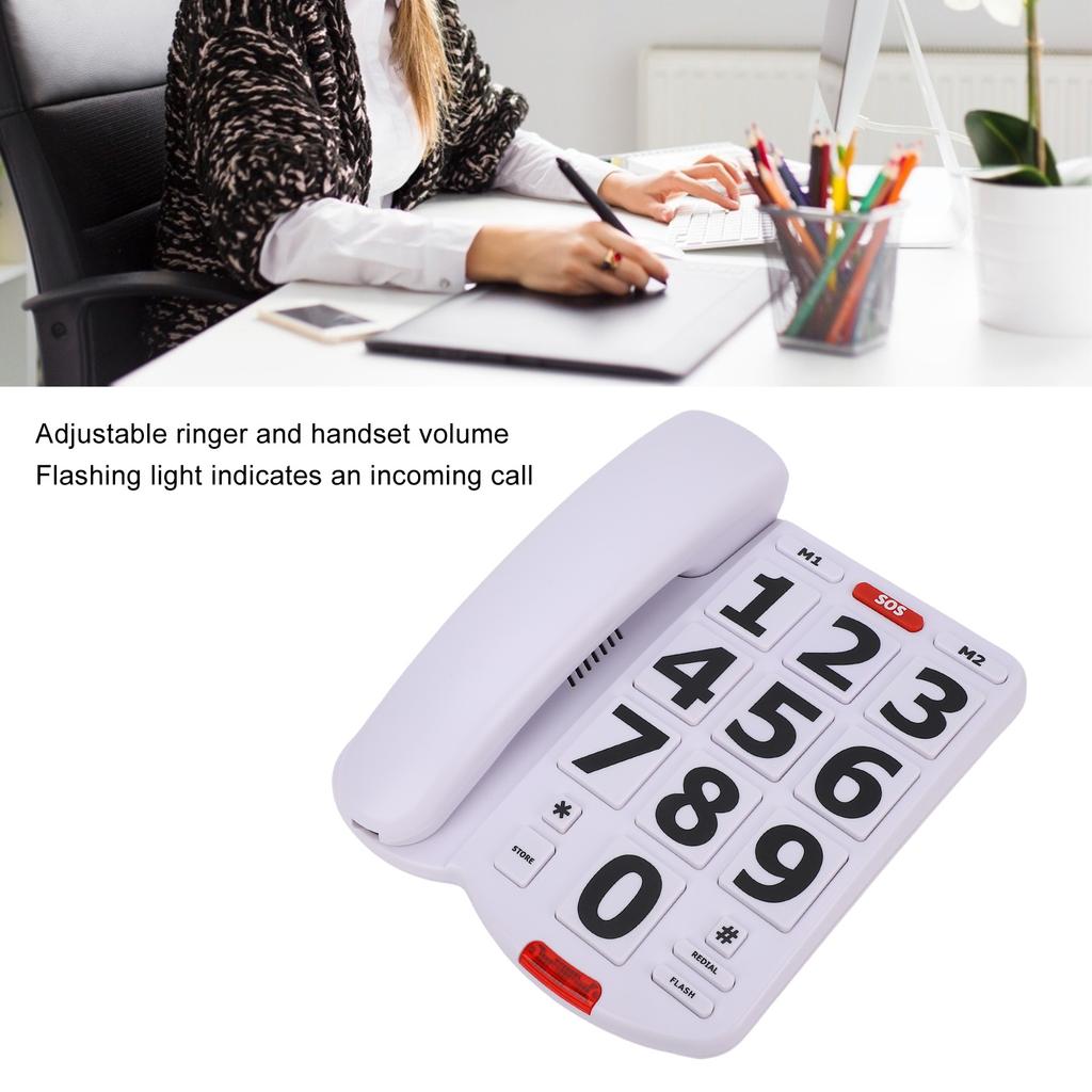 Large Button Phones One Touch Dialing Adjustable Ringing Tone and Handset Volume Large Key Wired Telephone with Photo Memory Corded Phone
