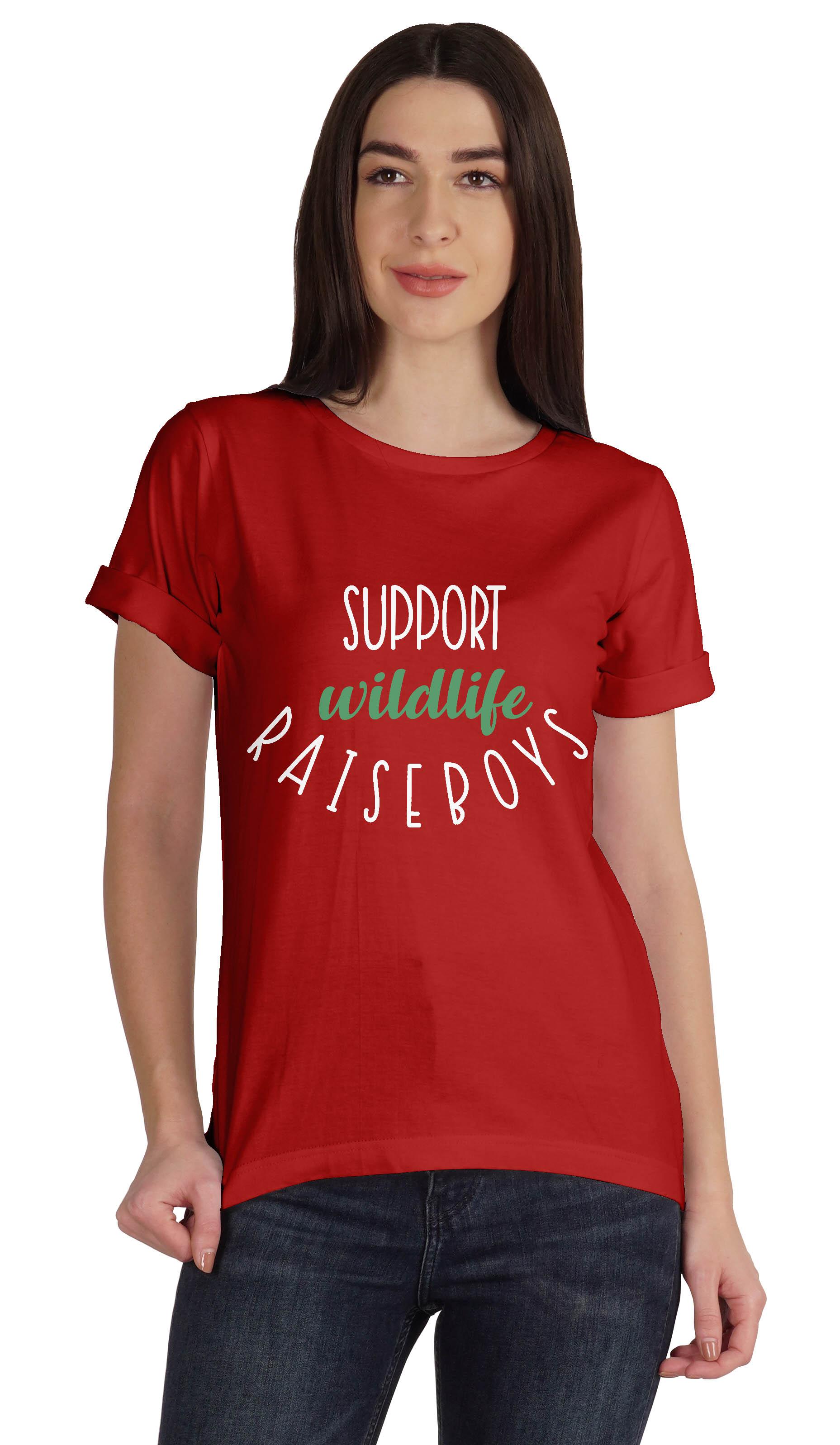 

Inkmeso Scoop-Neck Support Wildlife Raise Boys Graphic Tshirt Short Sleeve XXL червоний