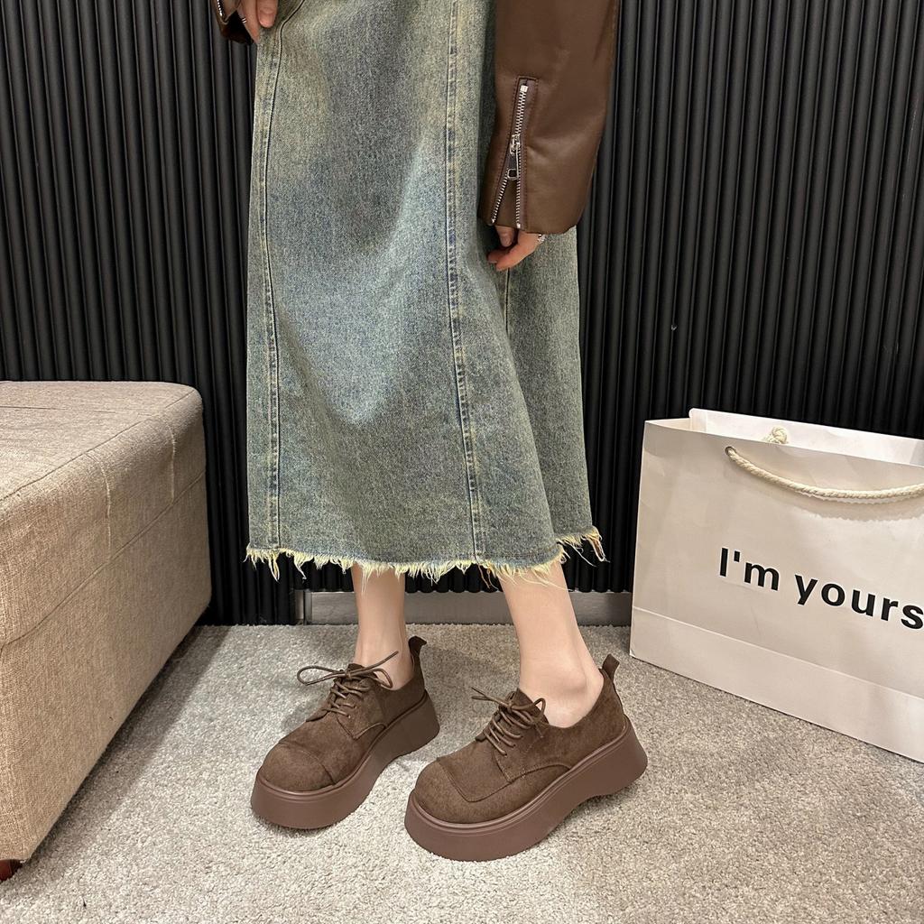 Platform-soled Boken small leather shoes women's 2025 spring new fashion trend lightweight shoes German training shoes Boken shoes single shoes