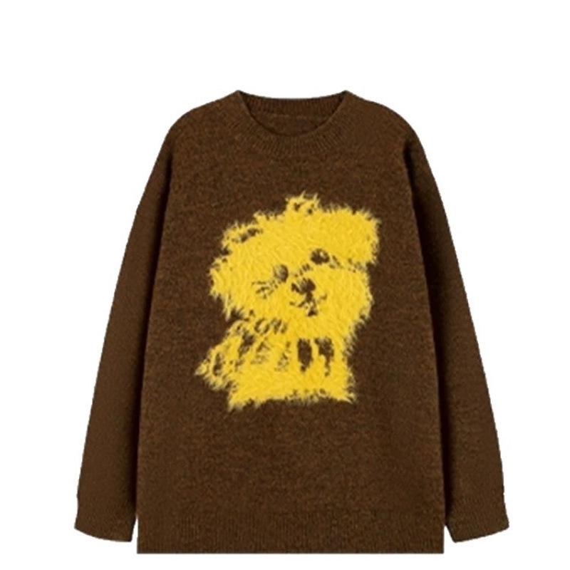 Women's Retro Soft Knit Pullover Sweater - Early Autumn, Loose Fit, Long Sleeve, Cozy and Relaxed Style