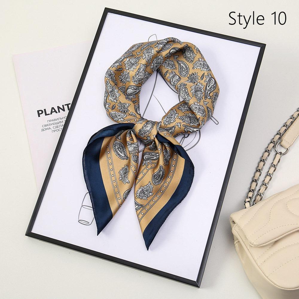 Fashion 70*70cm Hair Scarf Bohemia Style Sun Protection Silk Scarf Female Foulard Smooth Bandana Hairbands Women