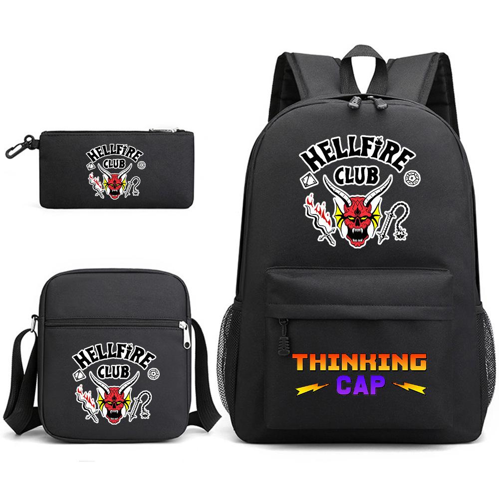 Peripheral Student Schoolbags, Backpacks, Three-Piece Canvas Bags, Oblique Span Bags, Pencil Bags