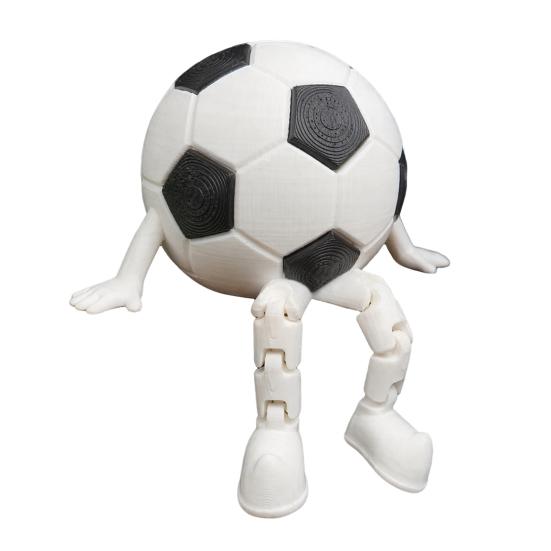 3D Printed Soccer Ball Buddy Figurine with Articulated Legs  Decorative Sports Collectible