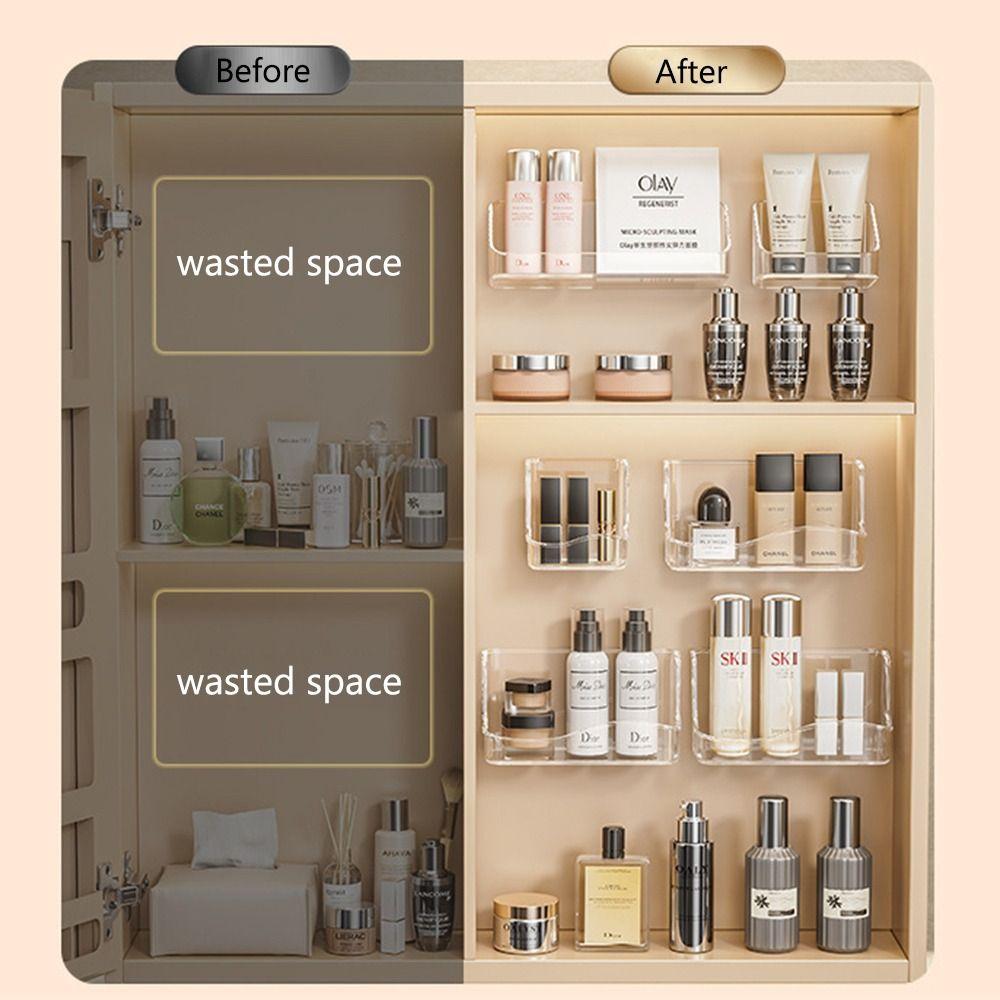 New Multifunctional Cosmetic Storage Box Transparent Cabinet Wall Mounted Desk Storage Organizer Oblique Bathroom Shelves Rack