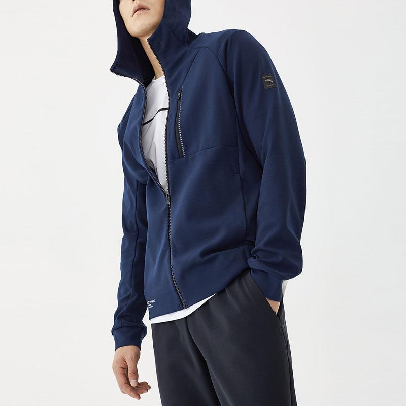 Anta Plain Loose Fit Hooded Jacket Men Jackets River-Blue 152137705-4