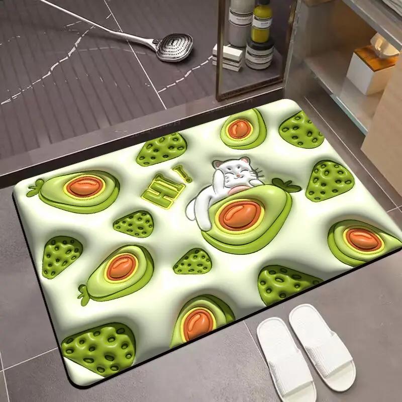 3D Stereoscopic Vision Fruit Printed Bathroom Floor Mat Anti slip Water Absorbing Quick drying Bathroom Home Decoration