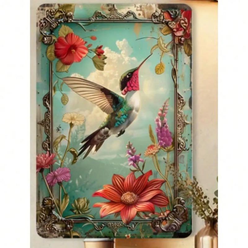 

Art Nouveau Metal Hummingbird Sign Rustic Wall Decor Vintage Garden Art 20x30cm