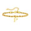 Vnox Braccialetti con Lettere A-Z per Uomo, Braccialetto a Catena Intrecciata in Acciaio Inossidabile Placcato Oro, Classico Braccialetto con Nome Regalo per Lui