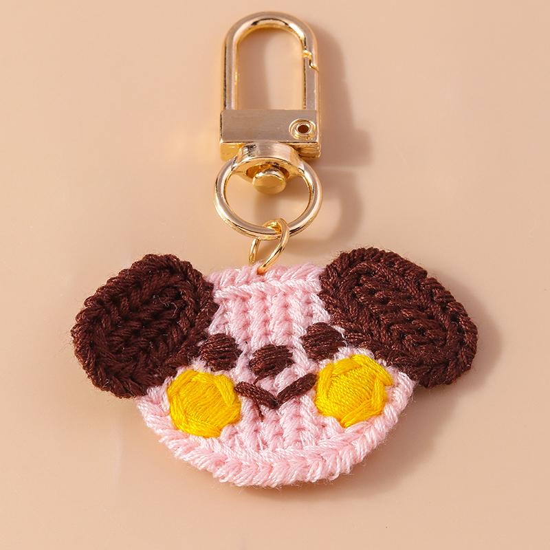 Cute Handmade Knitted Animal Keychain Crocheted Puppy Bear Keyrings for Women Girls Handbag Pendants DIY Kid's Jewelry Gifts