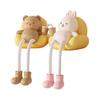 2 Pcs Cartoon Shelf Legs Funny Resin Sitter with Dangling Persimmon/Cat/Pear Figurine