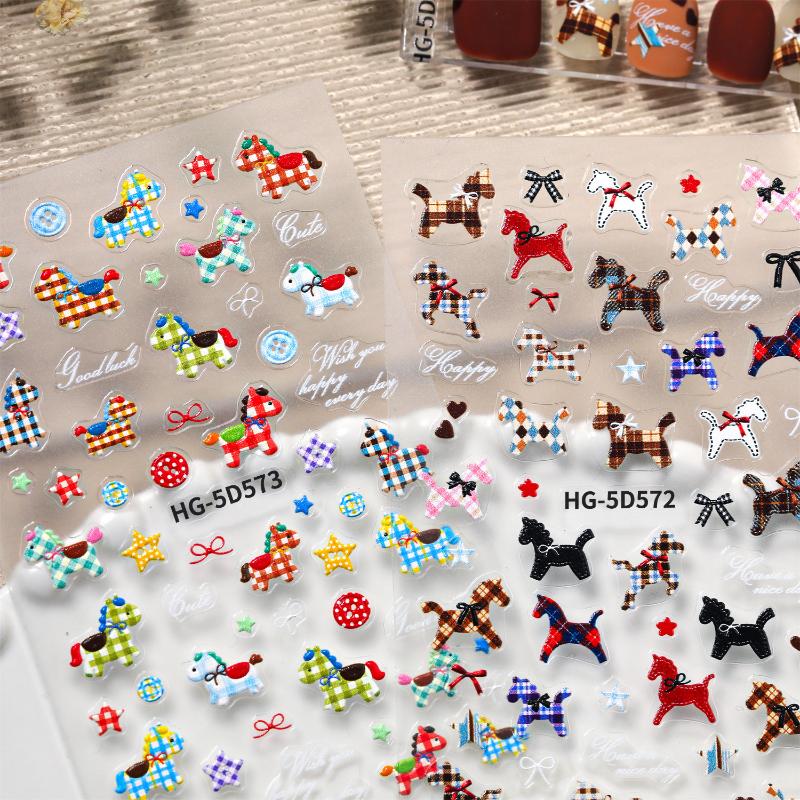 Cute Cartoon Colorful Stylish Horse Nail Art Sticker Self Adhesive Manicure Decal Nail Sticker Manicure Decoration For Girls