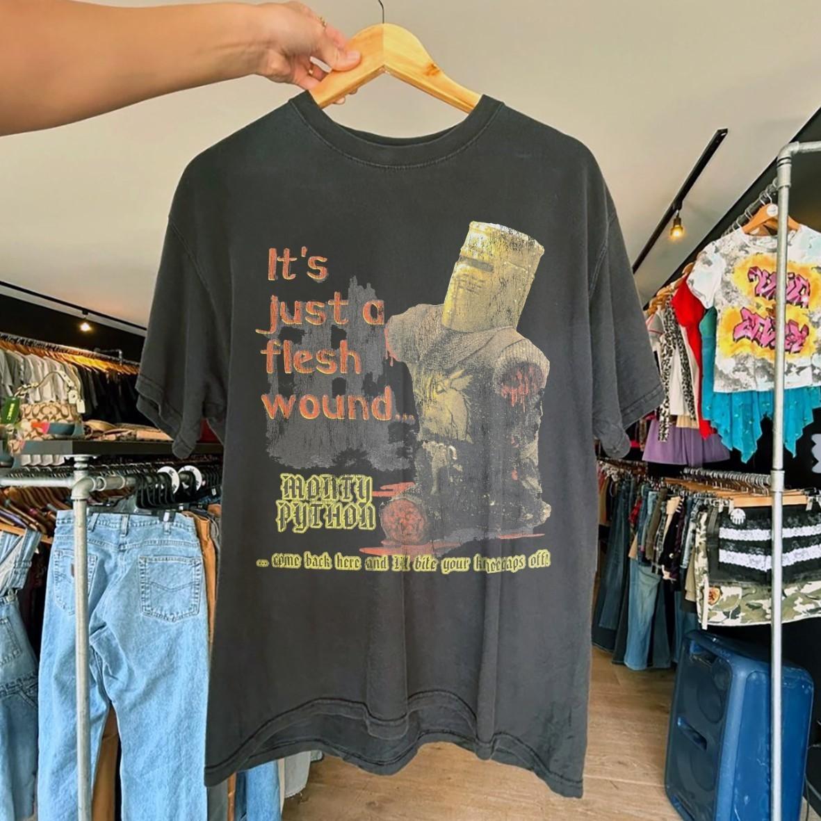 2001 Just A Flesh Wound Monty Python s Aged T-Shirt Black M S