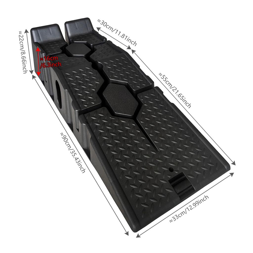 2 Pcs Vehicle Ramp 3 Ton Capacity Plastic Car Ramps Portable Vehicle Maintenance Tire Ramps for Truck SUV Vehicle Repair