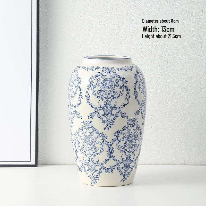 Blue & White Retro Porcelain Vase - Luxury Ceramic Home Decor