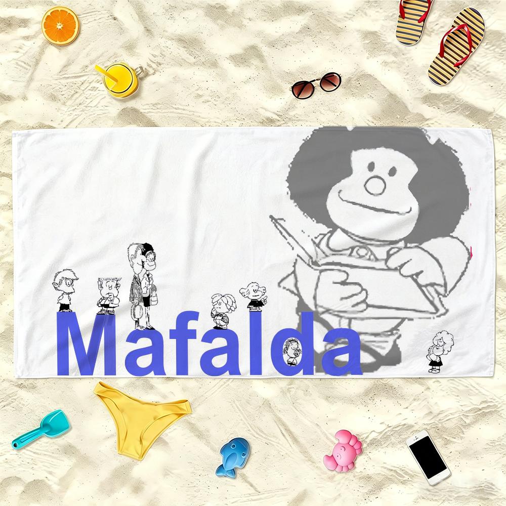 Anime Mafalda Towel Soft Lightweight Anti-Sand Large Beach Towel Quick-Drying Bath Sports Family