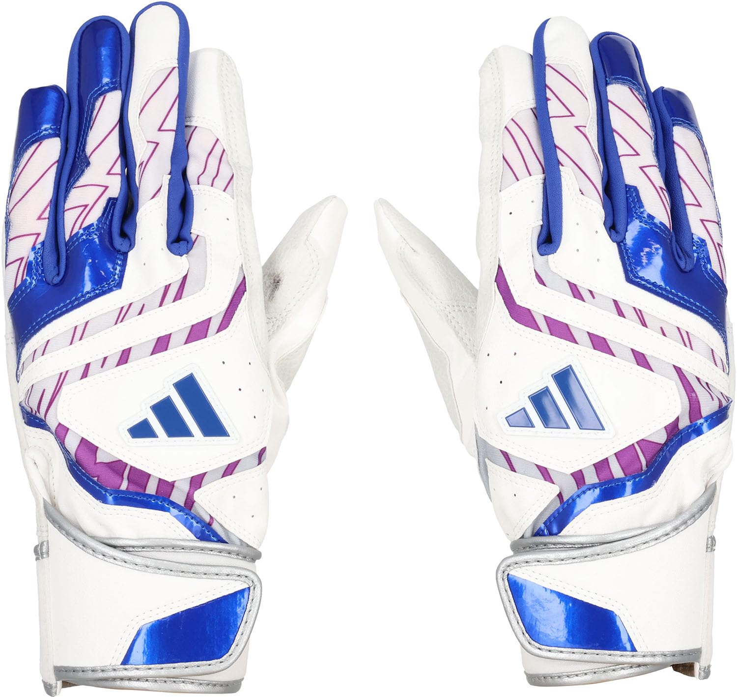 

adidas Baseball Batting Size Size LBG504 Gloves, 41, Medium, White/Blue (1123), L,