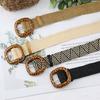 Fashion Leopard Print Buckle Decoration Women Casual Woven Waist Belt For Beach And Summer Wear