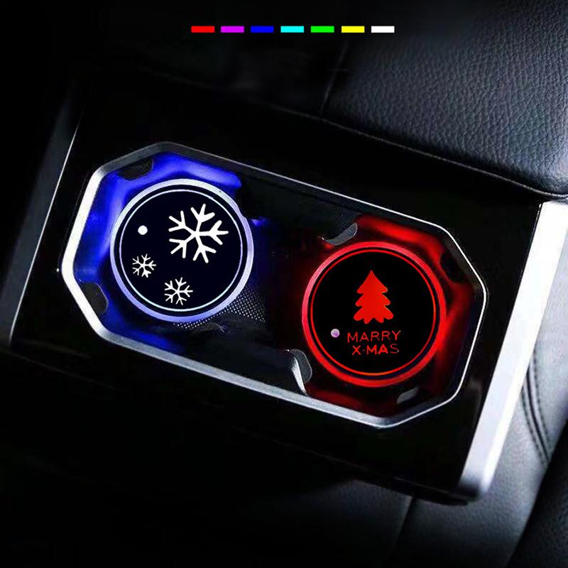 1 Stück Auto Tassenuntersetzer mit 7 Farben LED-Leuchten Getränkehalter Untersetzer Auto Leuchtender Wasseruntersetzer Universell für verschiedene Automodelle