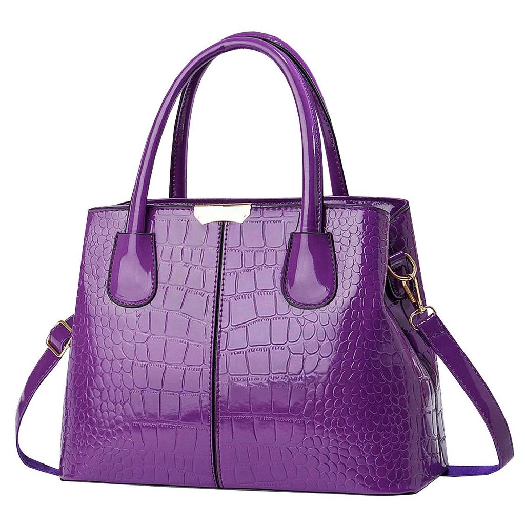 Patent Leather Stone Grain Handbag 2025: New Large Capacity Simple Women's Crossbody & Shoulder Bag