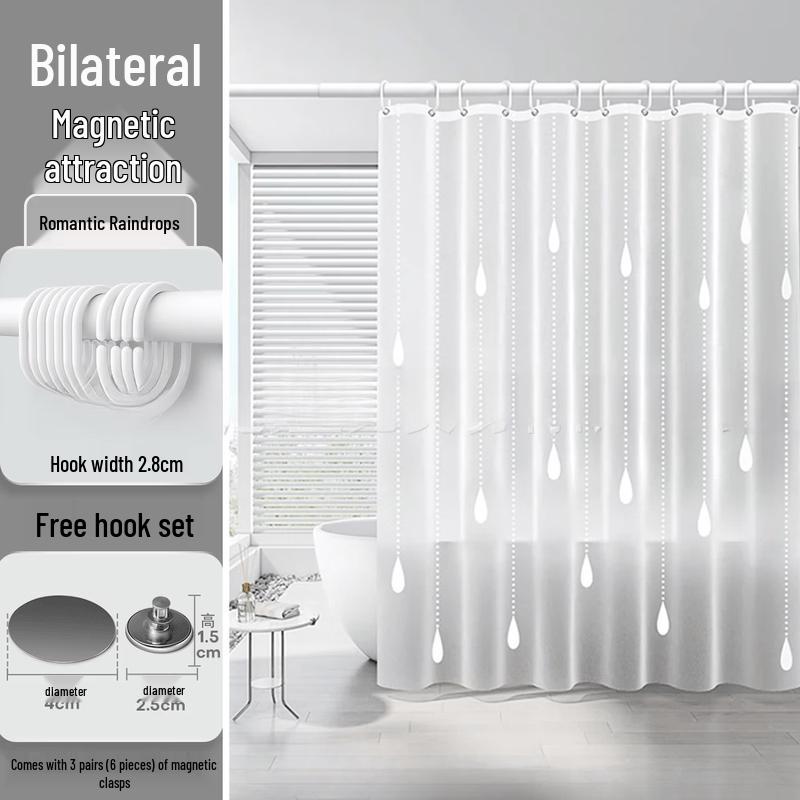 Yipan Romantic Raindrop Punch-Free Shower Curtain