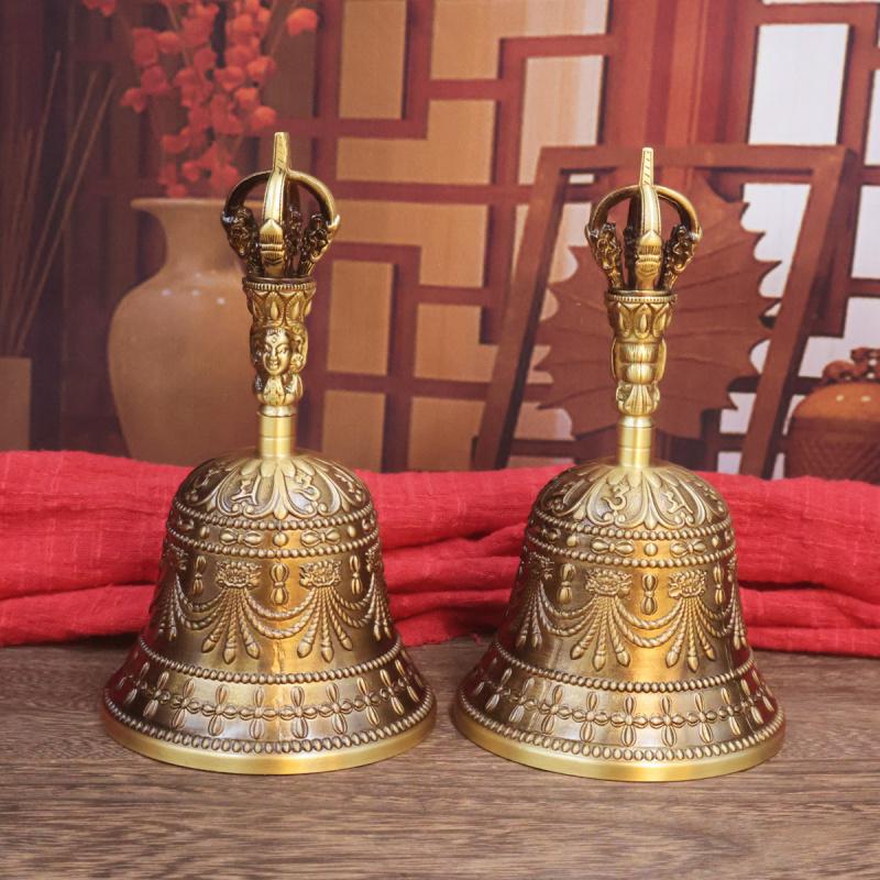 Thickened Ritual Instrument Brass Vajra Pestle Copper Handheld Three Pure Ones Buddha Bell Anti