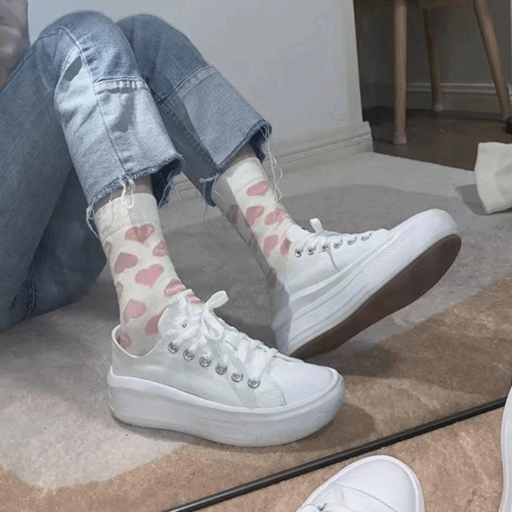 Valentine's Day Love Mid-Tube Socks Sweet Women Socks Breathable Love Heart Socks Autumn Winter