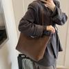 Leisure work commuter tote bag fashionable large-capacity handbag solid color texture simple PU shoulder bag handbag