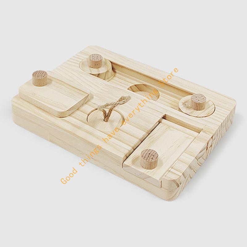 

Small Pets Feeder Entertainment Puzzle Foraging Toy Treats Wooden Feeders Dispenser Funny Training Toy for Hamsters 55KF CN