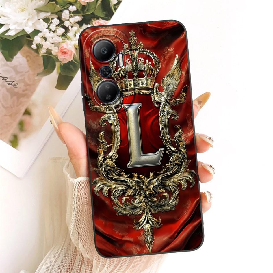 For Infinix Hot 20 4G Case X6826C Fashion Initial Letters Crown Soft Silicone Cover For Infinix Hot 20 Play 20s 20i Hot20 Bumper