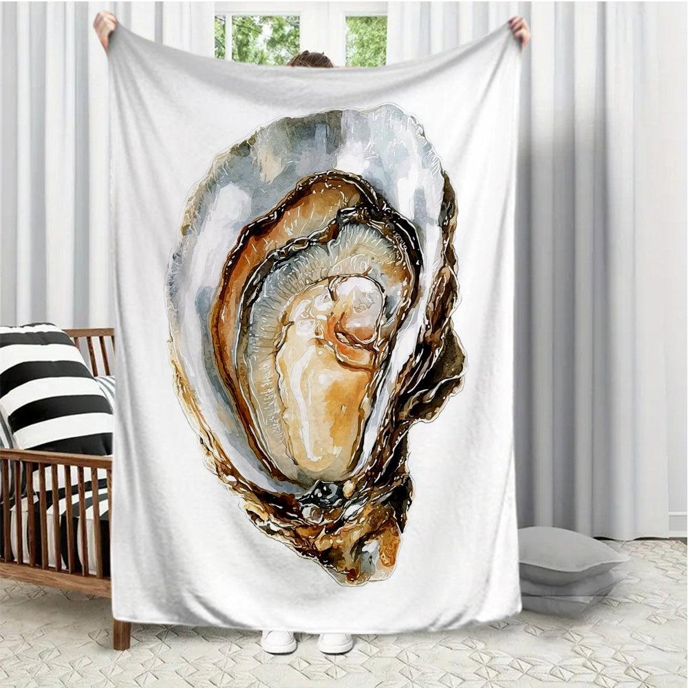 

Elegant watercolor oyster color Flannel printed blanket suitable for all seasons suitable for living room office sofa and travel 75x90cm28x39in