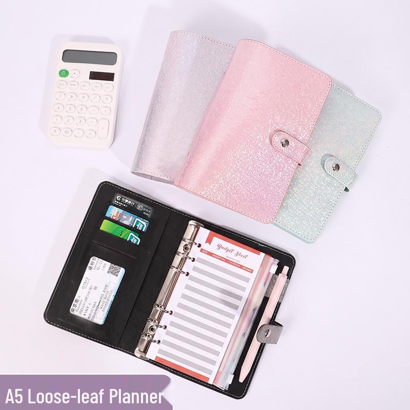 A6 Crystal Ring Binder Cash Budget Book and Daily Financial Planner.