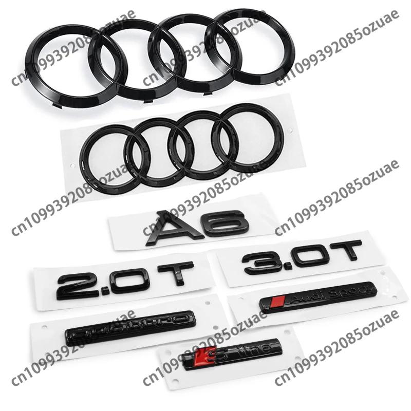 Für heißes A6 2020 2021 2022 2023 Quattro Sline Emblem 4Ringe Logo Auto Styling Haube Frontgrill Emblem Heckklappe Abzeichen Zubehör