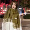 Solid Color Plaid Wool Scarf Cashmere Shawl Long Shawl Elegant Winter Cashmere Scarves  Student