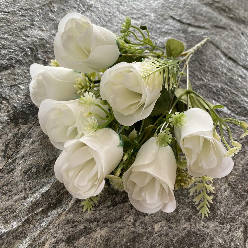 

Rose Silk Artificial Flower Bouquet Photography Props Home Wedding Decoration White