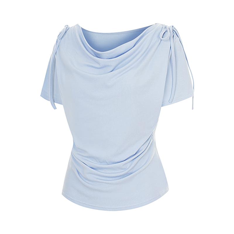 TVIEW Ribbon Drape Slim T-Shirt_V5B-Cts017