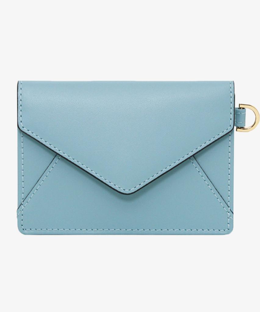 Matt Post Steen Leather Keyring Card Wallet Sky Blue